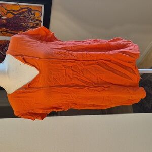 Style Co Salmon Orange Ruffled Short Sleeve Vneck Shirt
